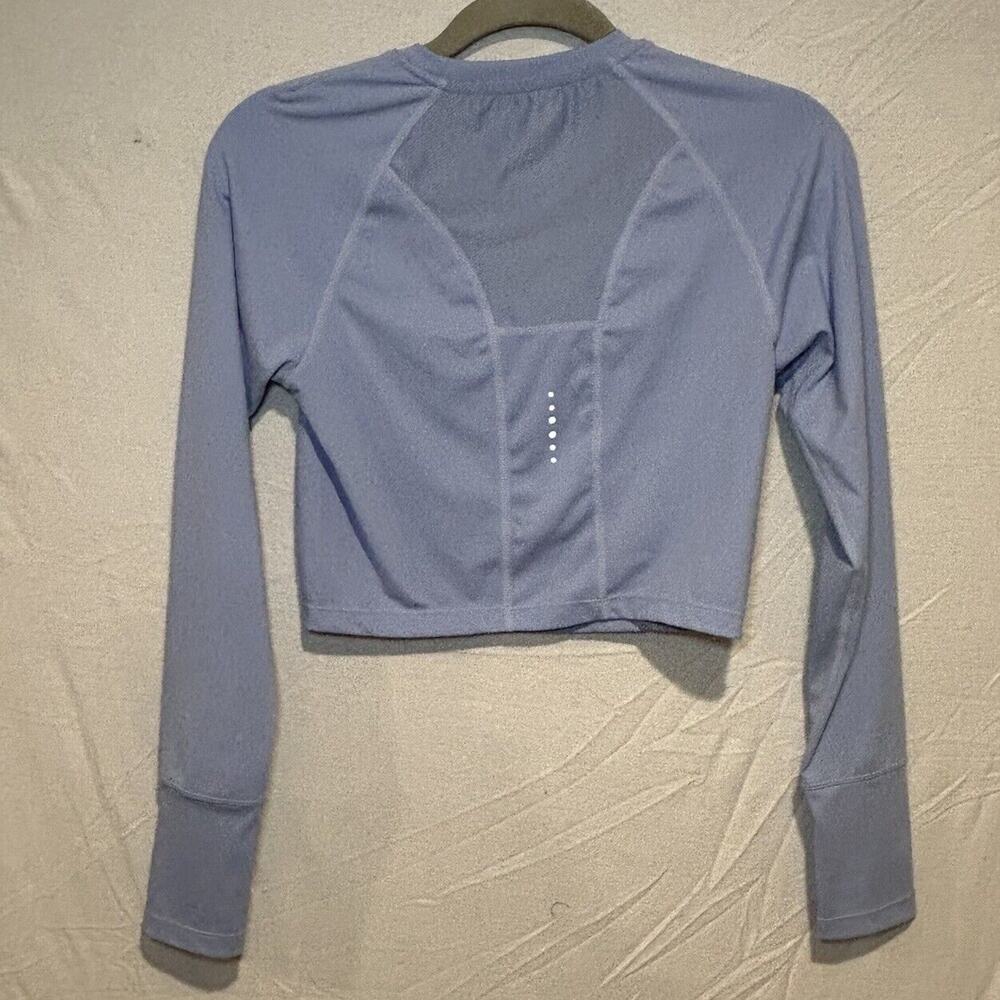 BALEAF Long Sleeve Crop Workout Shirt Women’s Size Medium Blue Thumb Holes - Picture 4 of 6
